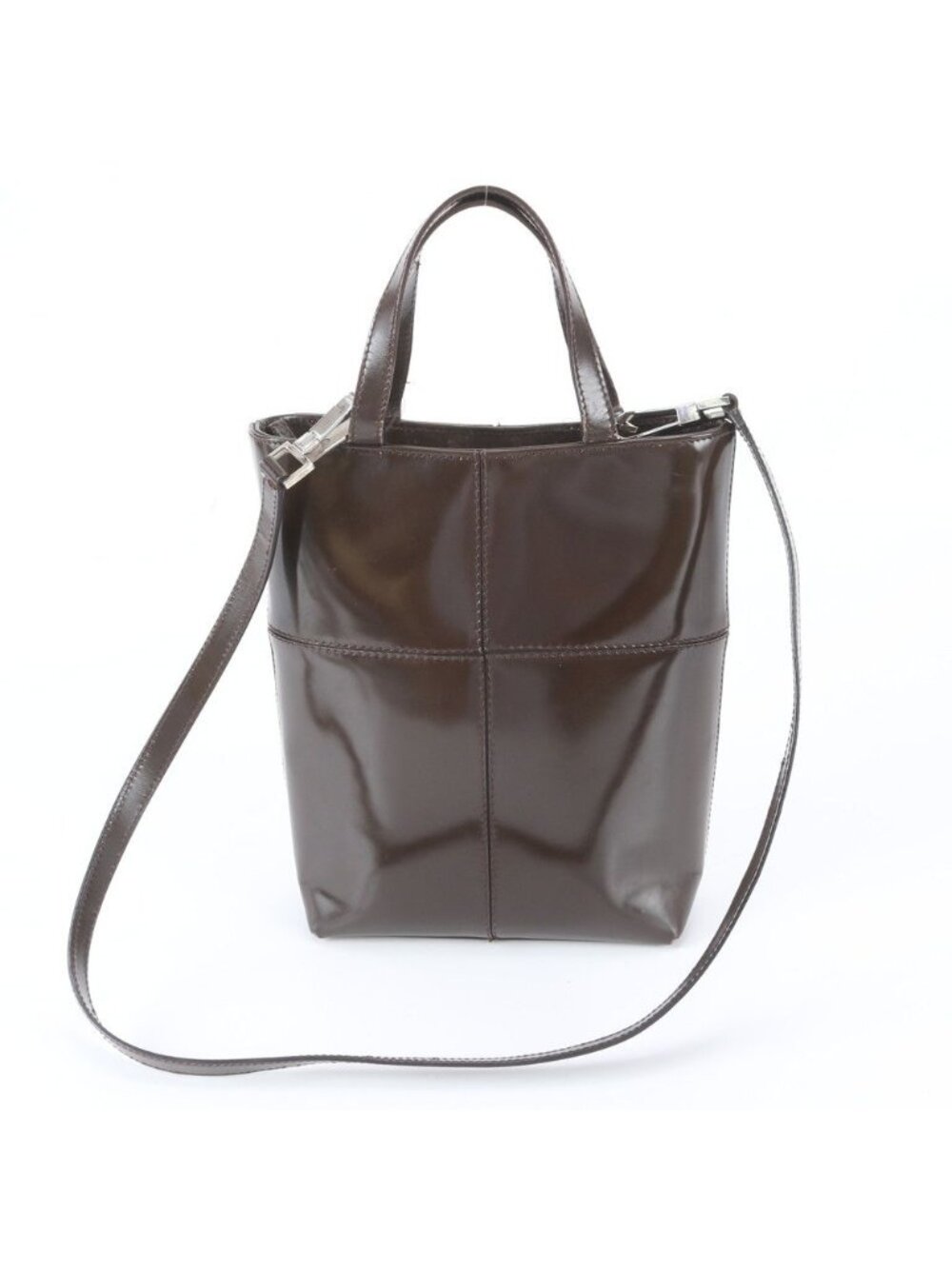 Gucci Leather 2-Way Shoulder Bag Crossbody Hand Tote Brown